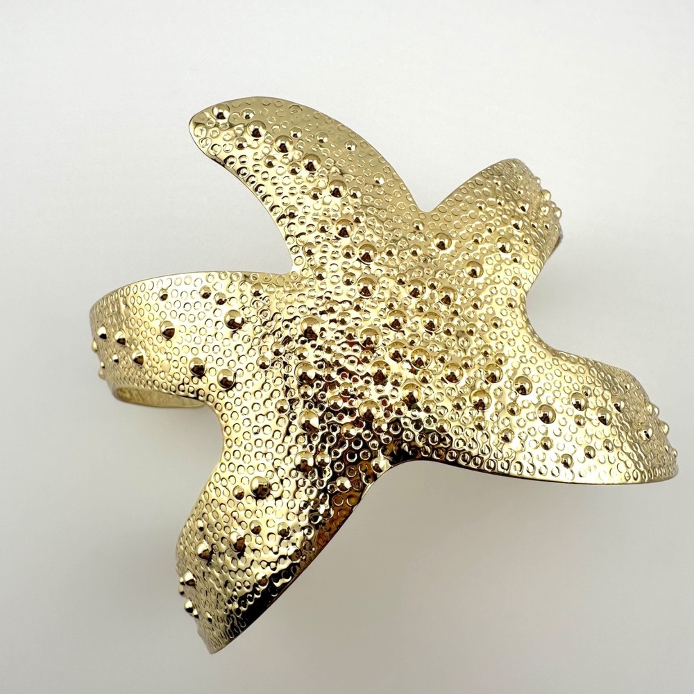 Gold Tone Starfish Textured Cuff Bracelet